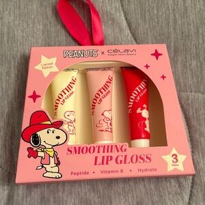 Peanuts x Celavi Lip Gloss Trio - Red, Pink, Cream -NEW